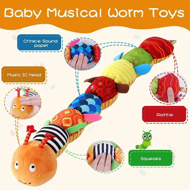 Sensory Plush Caterpillar – Rattle & Musical Baby Toy