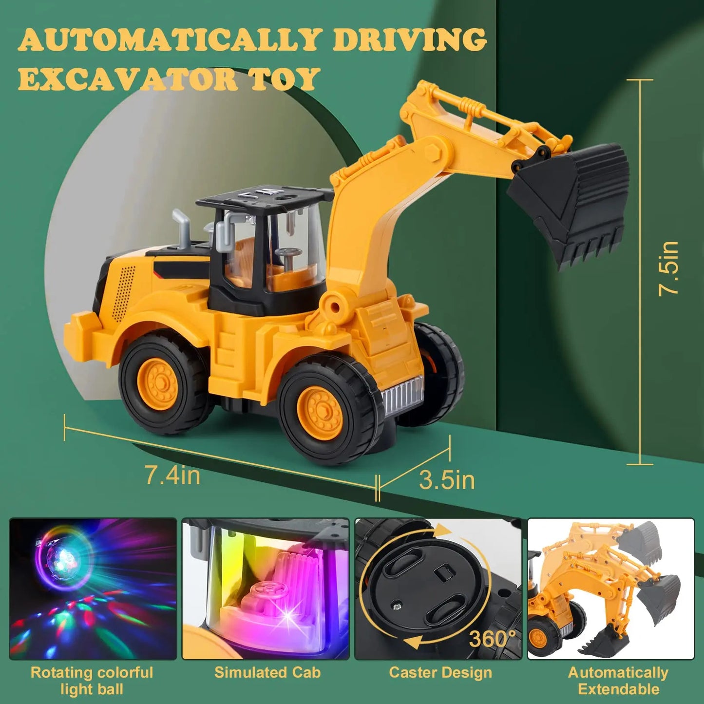 Dancing Music Excavator Toy with Lights & Sound