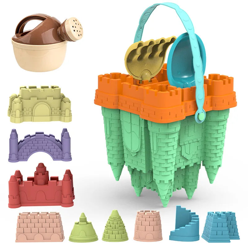 Kids' Colourful Sand Play Set with Bucket & Moulds